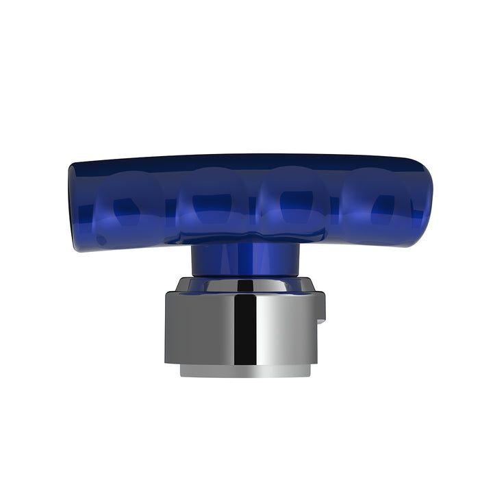 Thread-On T-Shape Gearshift Knob With Chrome 13/15/18 Speed Adapter - Indigo Blue