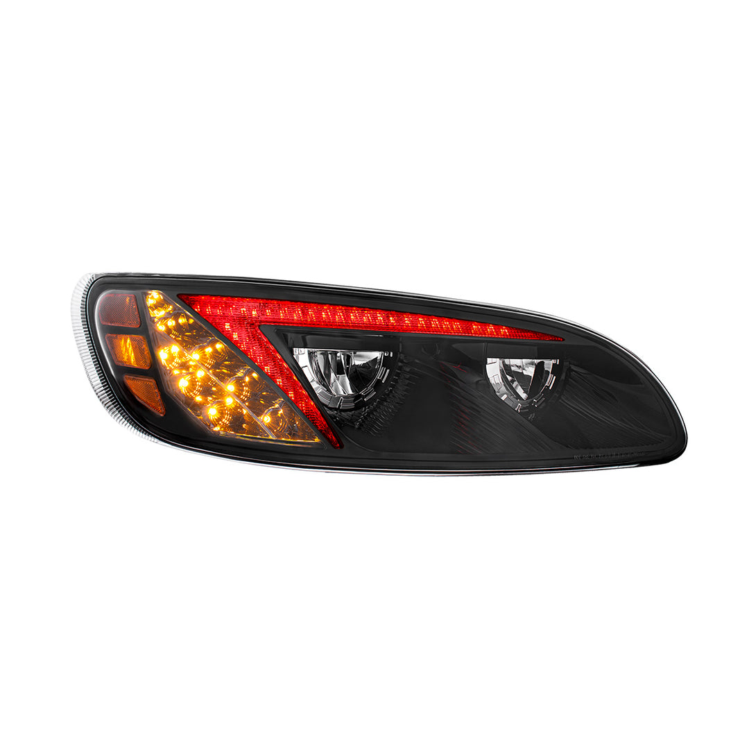 Black LED Headlight With Color Changing Position Light Bar For Peterbilt 386 (2005-2015) &amp; 387 (1999-2010) - Passenger