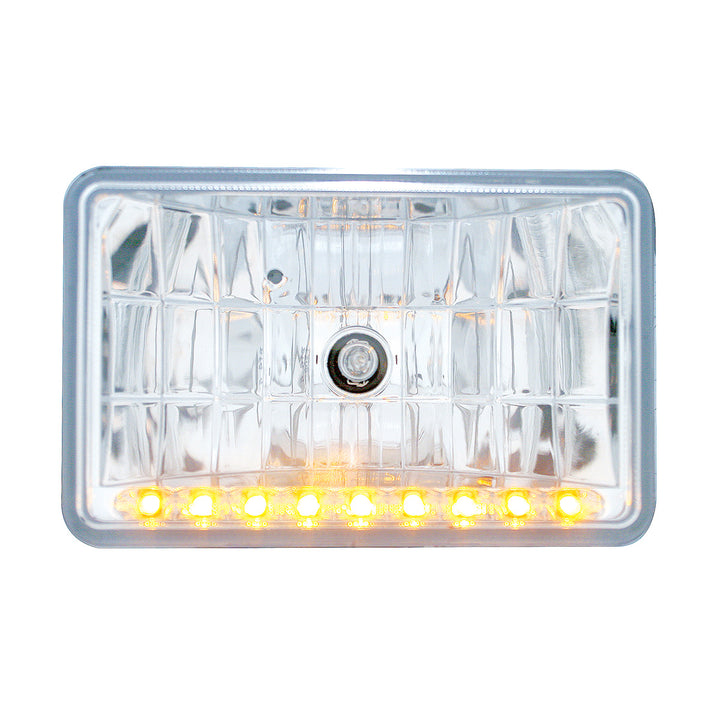 4" x 6" Crystal Headlight With 9 Amber LED Position Light - Low Beam