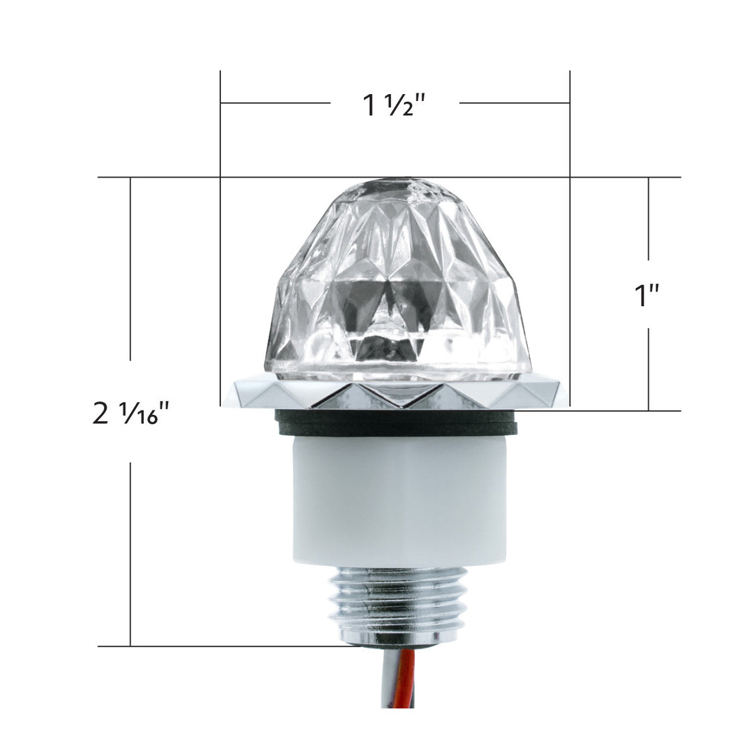 2 LED Dual Function Mini Crystal Watermelon Light (Clearance/Marker) - Red LED/Clear Lens