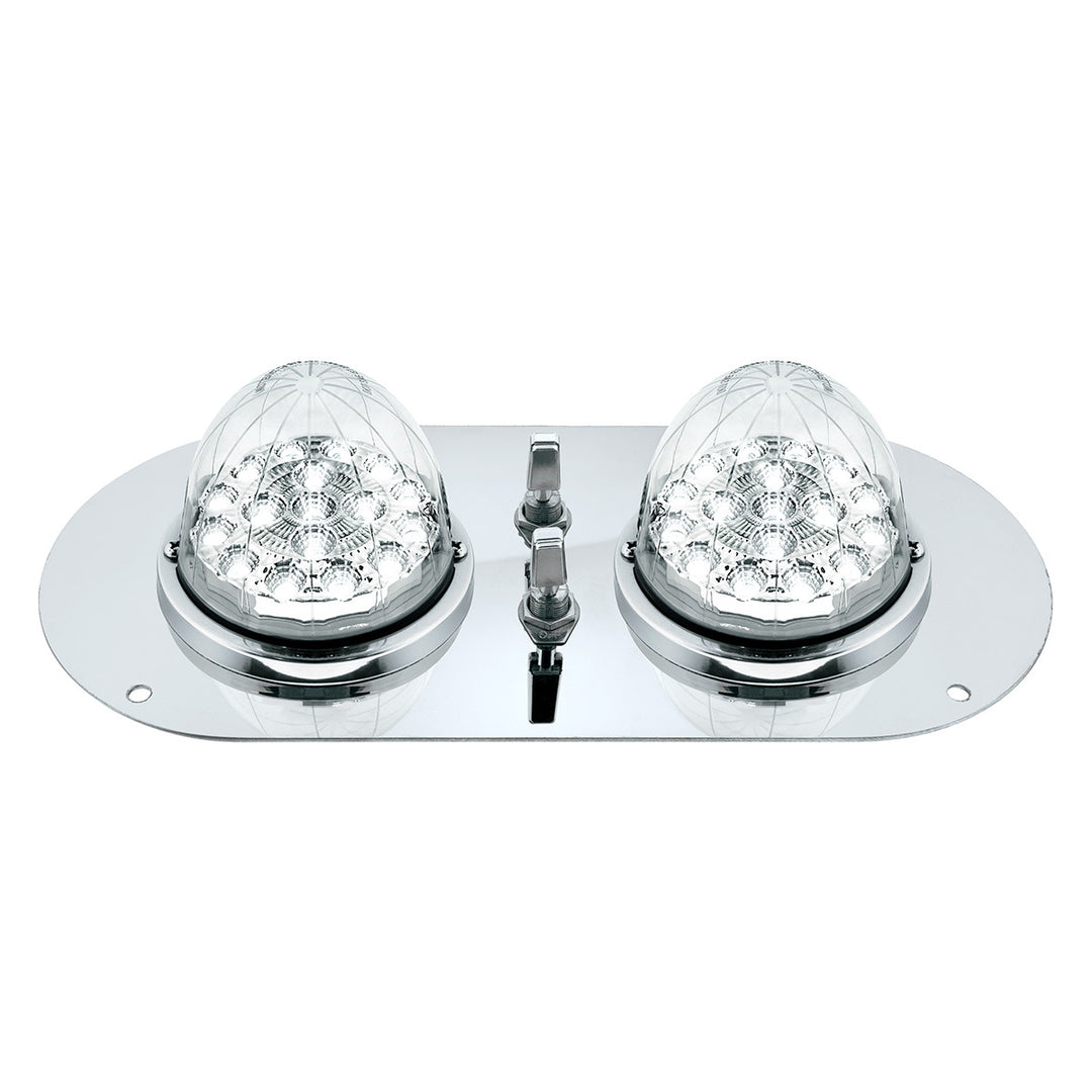 304 Stainless Steel Above Door Dome Light Kit With 2 x 17 LED Double Fury Watermelon For KW &amp; PB Trucks - Red &amp; White LED
