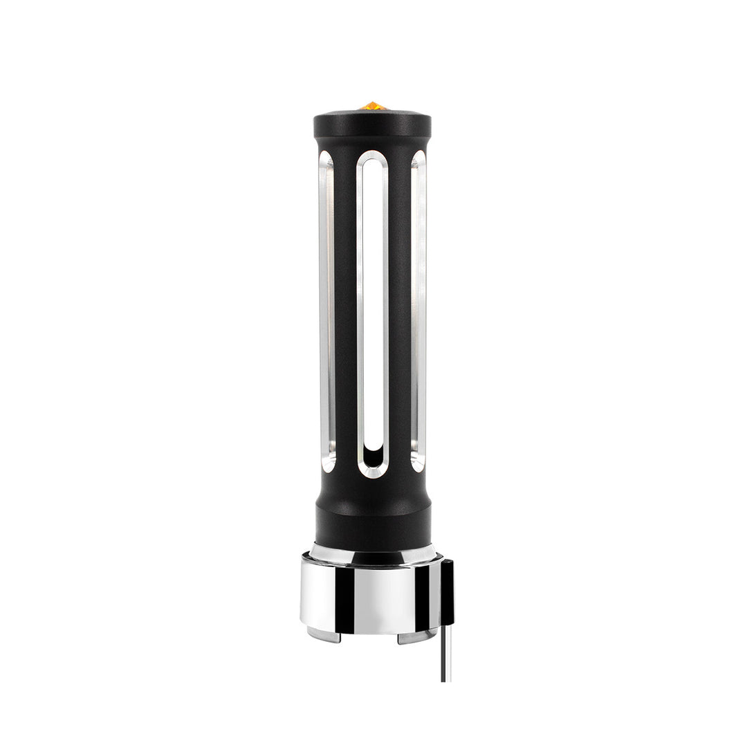 Thread-On Matte Black Sonoma Style Gearshift Knob With LED 9/10 Speed Adapter - Amber Crystal/Amber LED