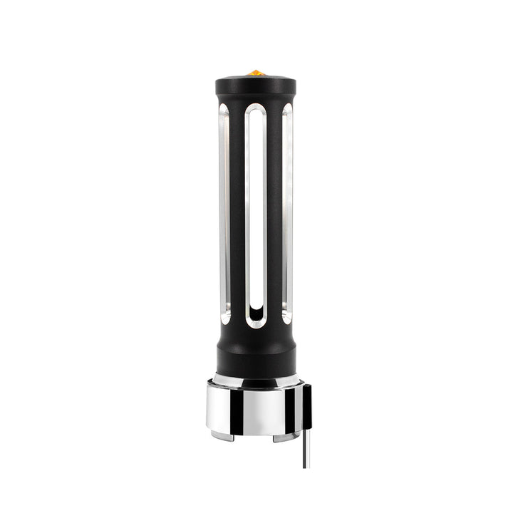 Thread-On Matte Black Sonoma Style Gearshift Knob With LED 9/10 Speed Adapter - Amber Crystal/Amber LED