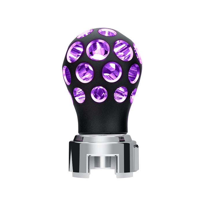 Thread-On Matte Black Phoenix Style Ball Gearshift Knob With LED 13/15/18 Speed Adapter - Purple LED