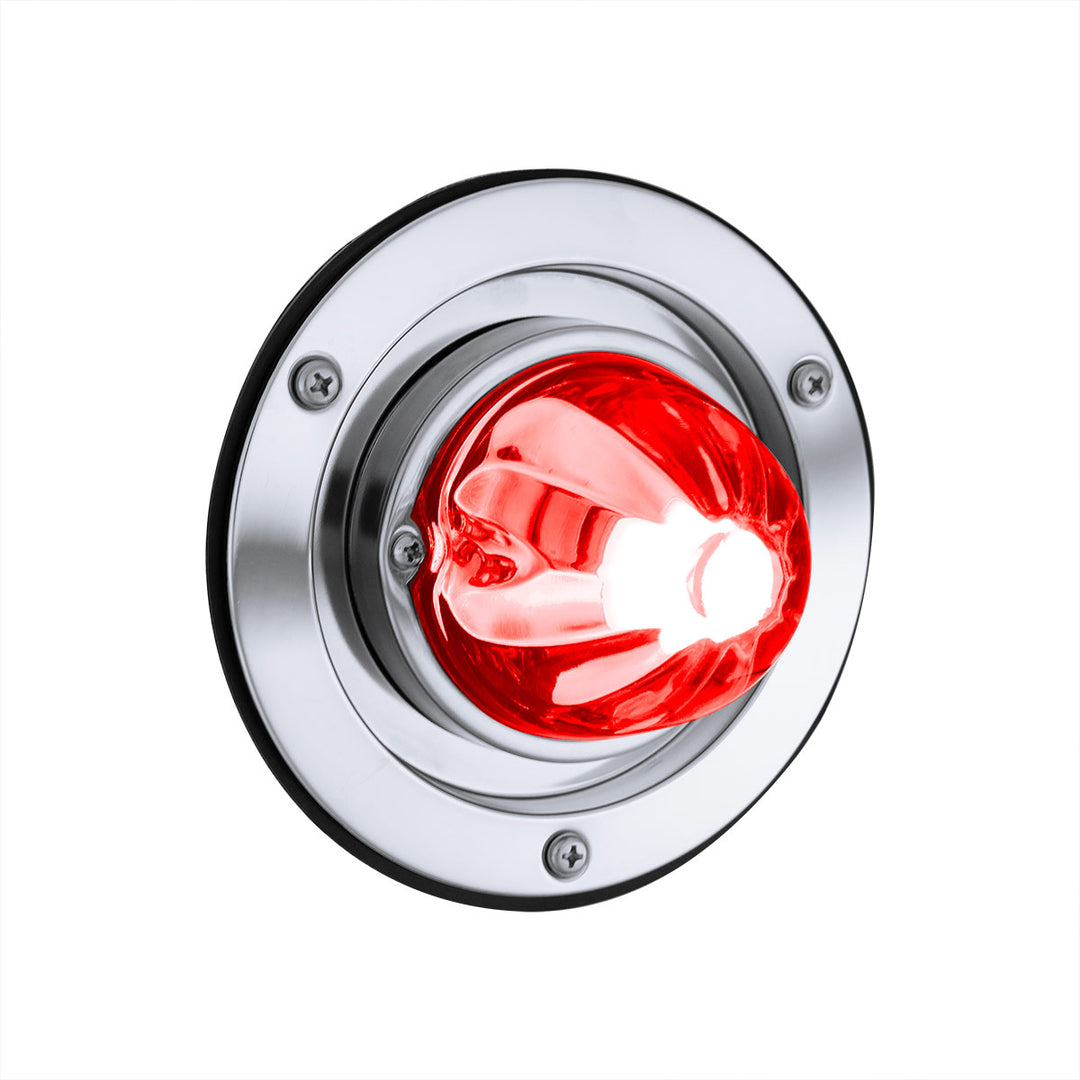 Dual Function Glass Watermelon Sleeper Bunk Kit With 304 Stainless Steel Bezel &amp; LED Bulb - Clear Lens/Red LED