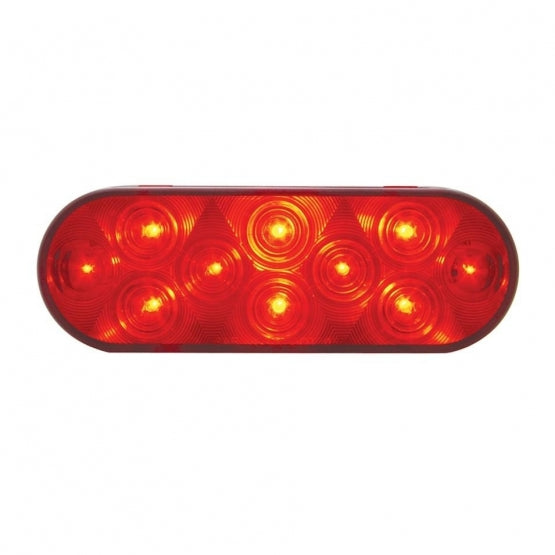 10 LED 6" Oval Light (Stop, Turn &amp; Tail) - Red LED/Red Lens (Bulk)