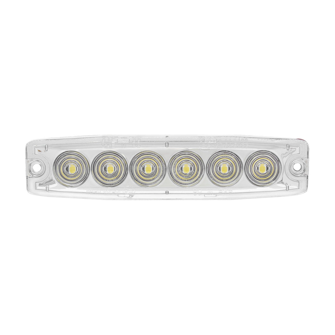 6 High Power LED Super Thin Warning Light - White LED/Clear Lens (Bulk)