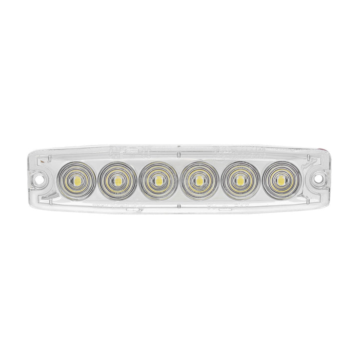 6 High Power LED Super Thin Warning Light - White LED/Clear Lens (Bulk)