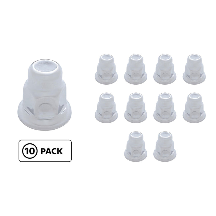 32mm x 2" Chrome Steel Tall Nut Covers With Flange (10-Pack)