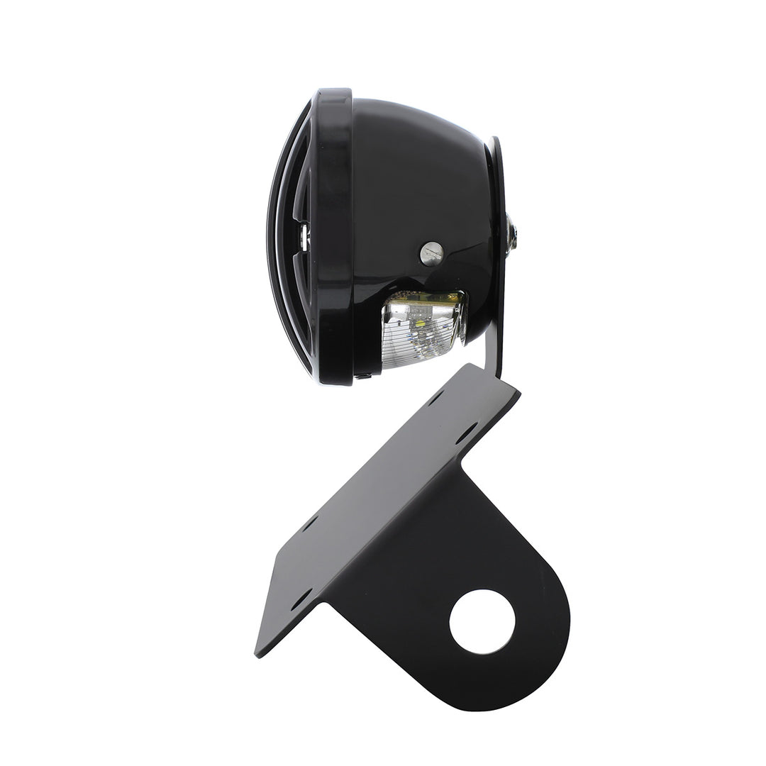 Motorcycle LED "Bobber" Style Horizontal Tail Light With Black Grille Bezel - Smoke Lens