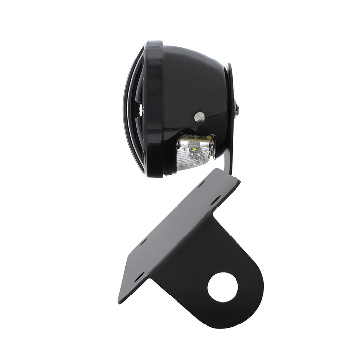 Motorcycle LED "Bobber" Style Horizontal Tail Light With Black Grille Bezel - Smoke Lens