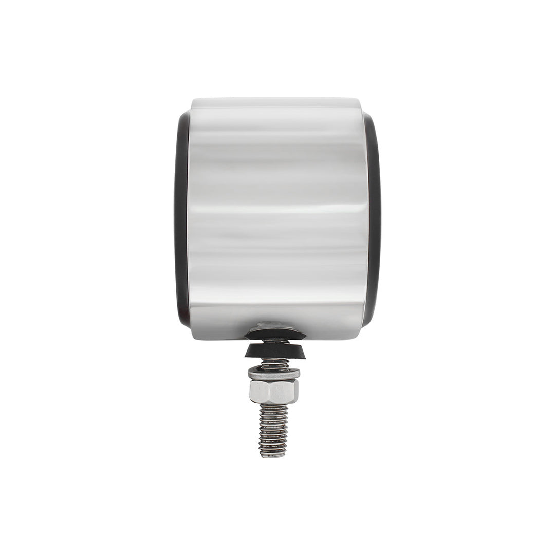 Stainless 2-1/2" Double Face Light With LED Lights &amp; Grommets - Amber &amp; Red LED/Amber &amp; Red Lens