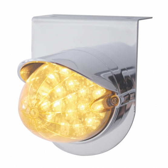 Stainless Light Bracket With 19 LED Watermelon Light &amp; Visor - Amber LED/Clear Lens
