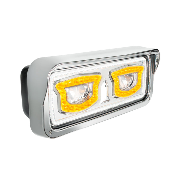 High Power Chrome LED Headlight With Turn Signal And Position Light - Driver