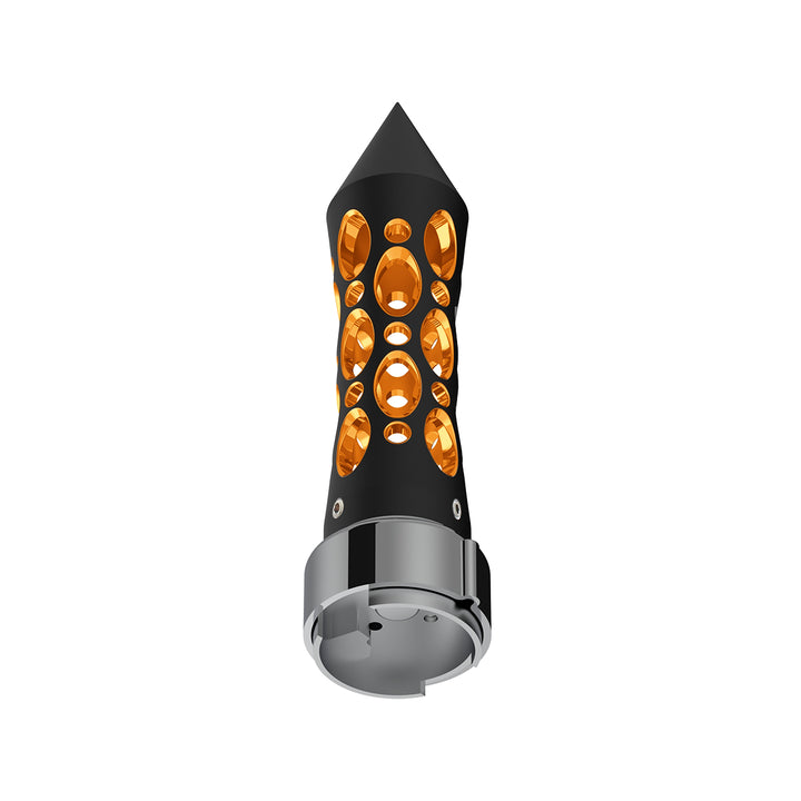 Thread-On Daytona Style Spike Gearshift Knob With LED 9/10 Speed Adapter - Black/Amber LED