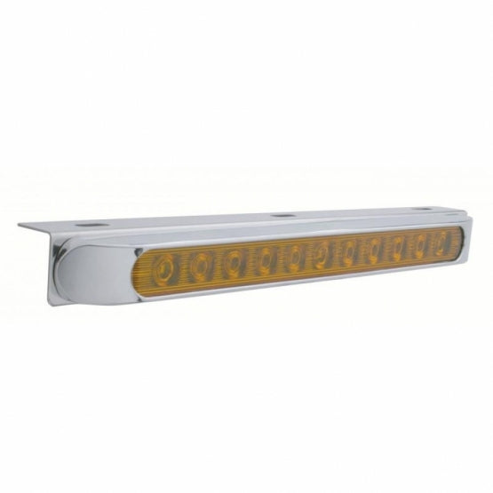17-5/16" Stainless Light Bracket With 11 LED 17" Light Bar &amp; Bezel - Amber LED/Amber Lens