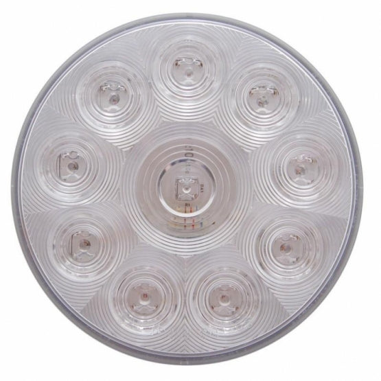 Stainless Top Mud Flap Plate With 3 x 10 LED 4" Lights &amp; Grommets - Red LED/Clear Lens (Each)