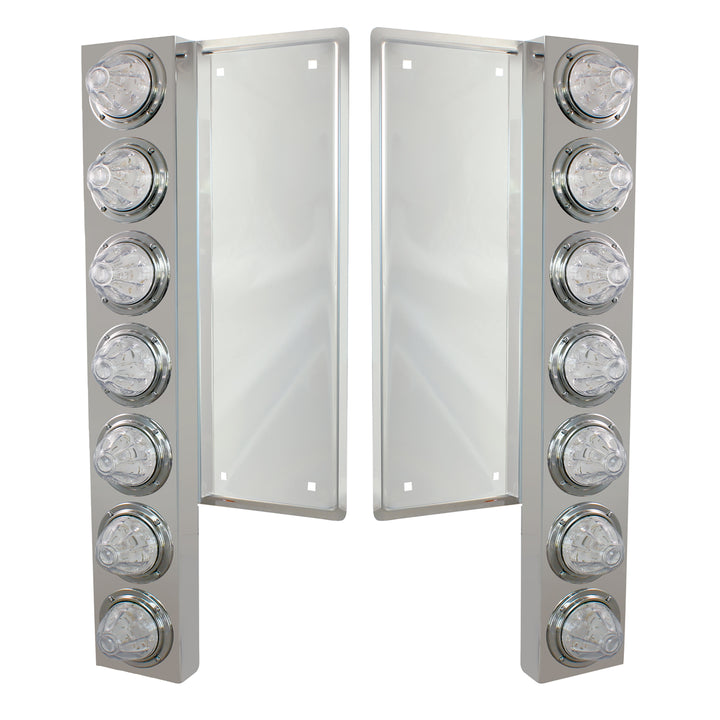 FL Stainless Steel Front Air Cleaner Bracket With 12 x 11 LED Watermelon Lights &amp; Bezels - Amber LED/Clear Lens