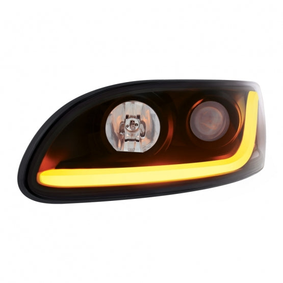 Black Projection Headlight W/LED Dual Function Light Bar For PB 386 (2005-2015) &amp; 387 (1999-2010) - Driver