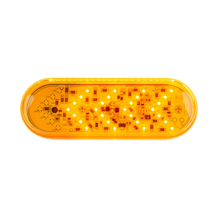 35 LED 6" Oval Sequential Turn Signal Light - Amber LED/Amber Lens (Bulk)
