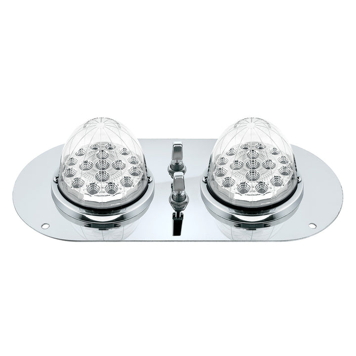 304 Stainless Steel Above Door Dome Light Kit With 2 x 17 LED Double Fury Watermelon For KW &amp; PB Trucks - Amber &amp; Green LED