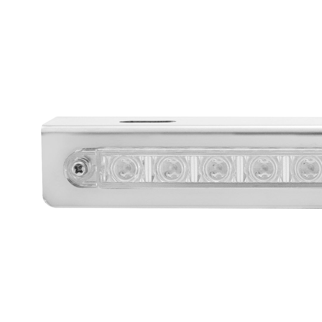 Stainless Light Bracket With 14 LED 12" Sequential Light Bar (Left to Right) - Amber LED/Clear Lens