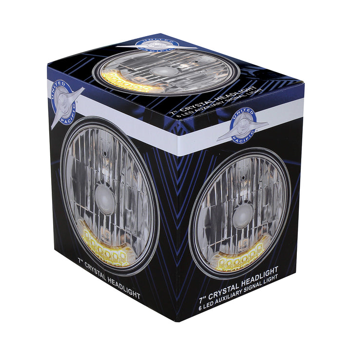 7" Crystal Headlight With 6 Amber LED Position Light