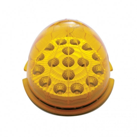 Fog Light Cover With 17 Amber LED Clear Style Reflector Light &amp; Visor For 2007-17 KW T660 - Passenger - Amber Lens