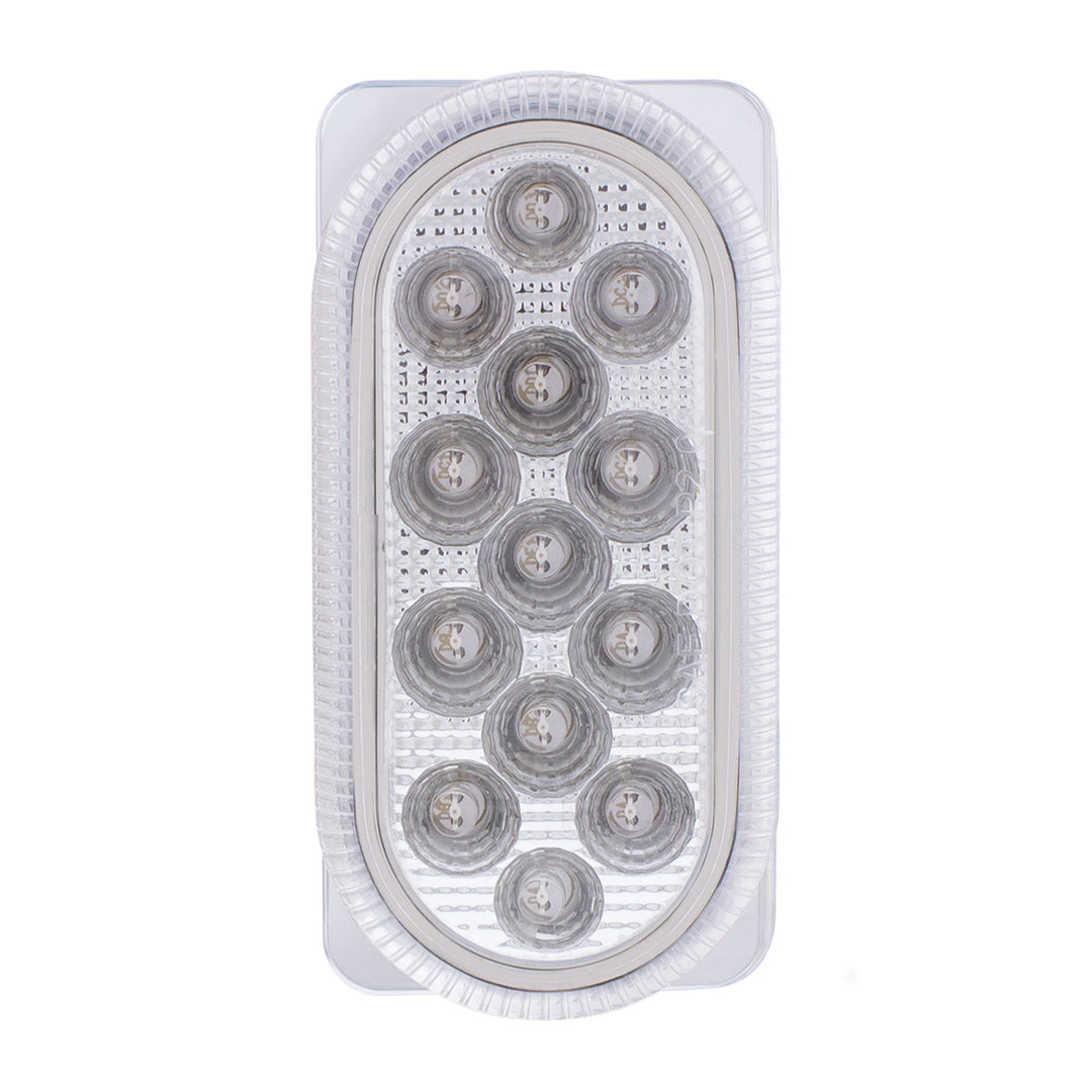 26 LED Dual Function Reflector Double Face Oval Light With Stainless Steel Bracket - Amber &amp; Red LED/Clear Lens