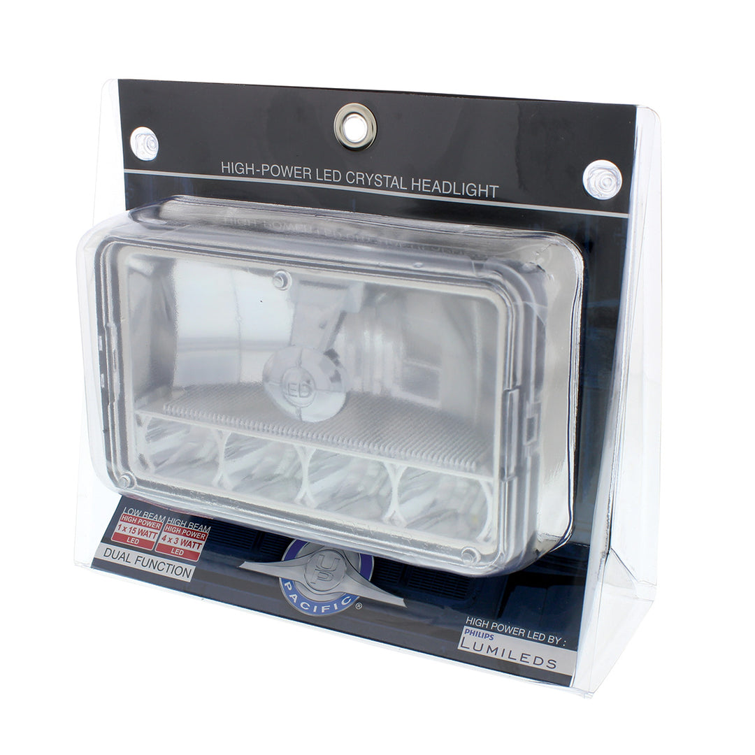 ULTRALIT - 5 LED 4" x 6" Crystal Headlight - High &amp; Low Beam