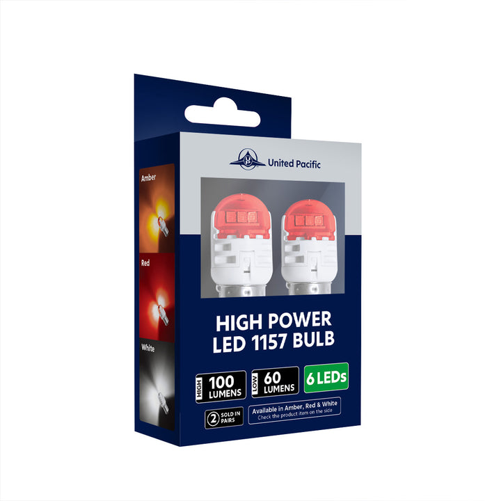 High Power 6 LED 1157 Bulb - Red (Pair)