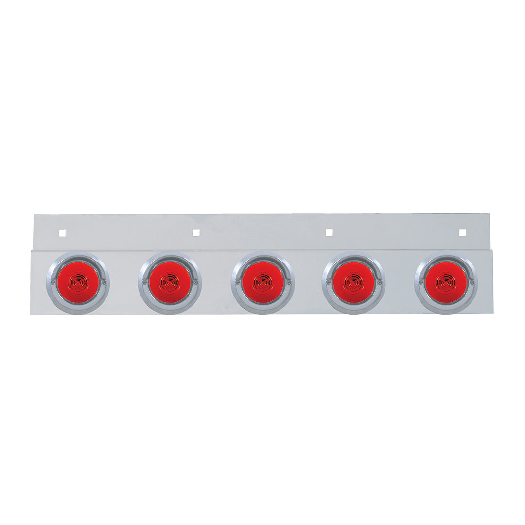 Stainless Top Mud Flap Bracket With 5 x 6 LED 2" GloLight &amp; Visors - Red LED/Red Lens (Each)