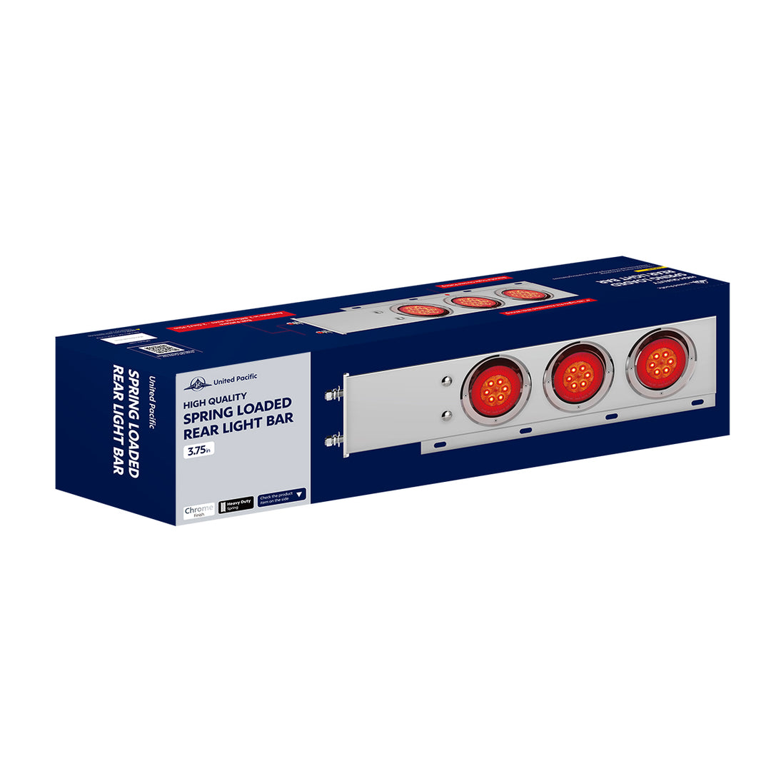 3-3/4" Bolt Pattern Chrome Spring Loaded Bar With 6 x 4" 13 Red LED Abyss Lights - Clear Lens (Pair)