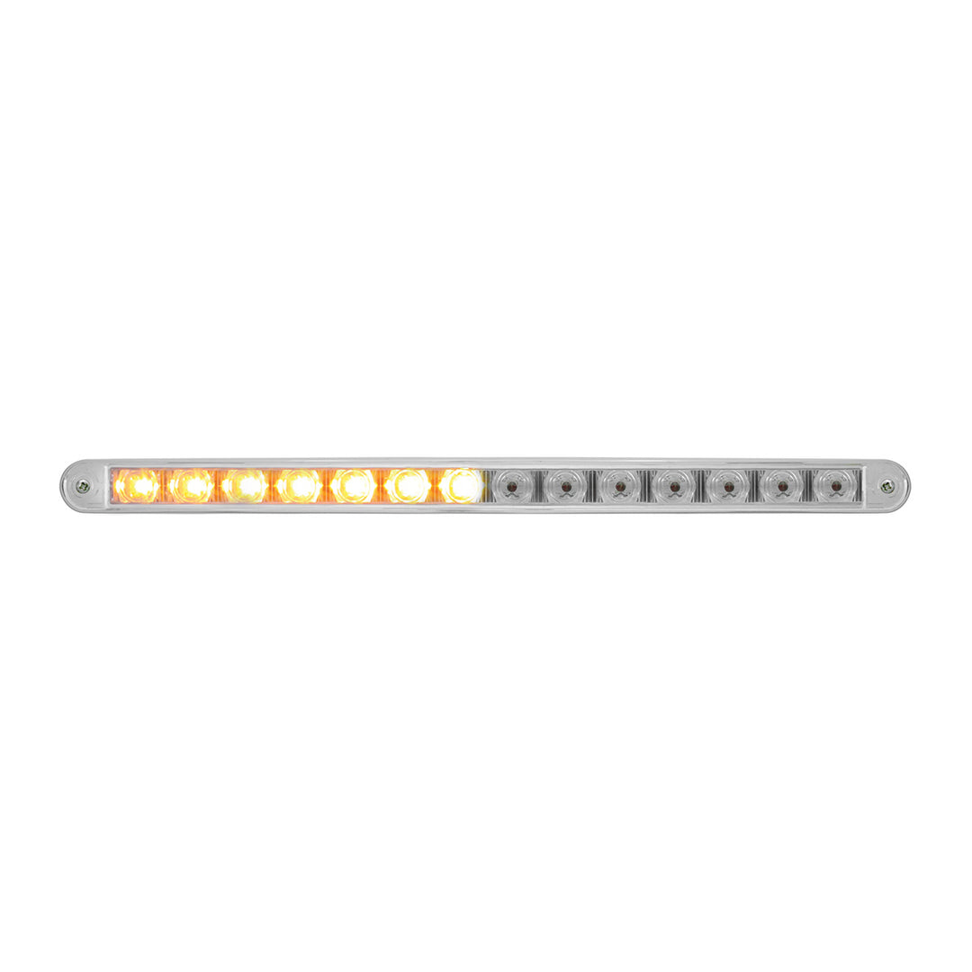 14 LED 12" Auxiliary Warning Light Bar With Bezel - Amber LED/Clear Lens