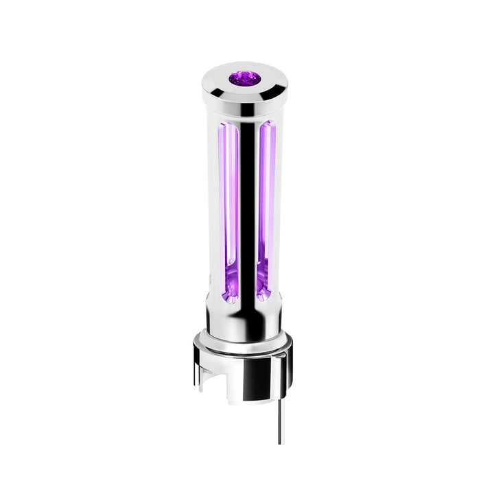 Thread-On Chrome Sonoma Style Gearshift Knob With LED 13/15/18 Speed Adapter - Purple Crystal/Purple LED