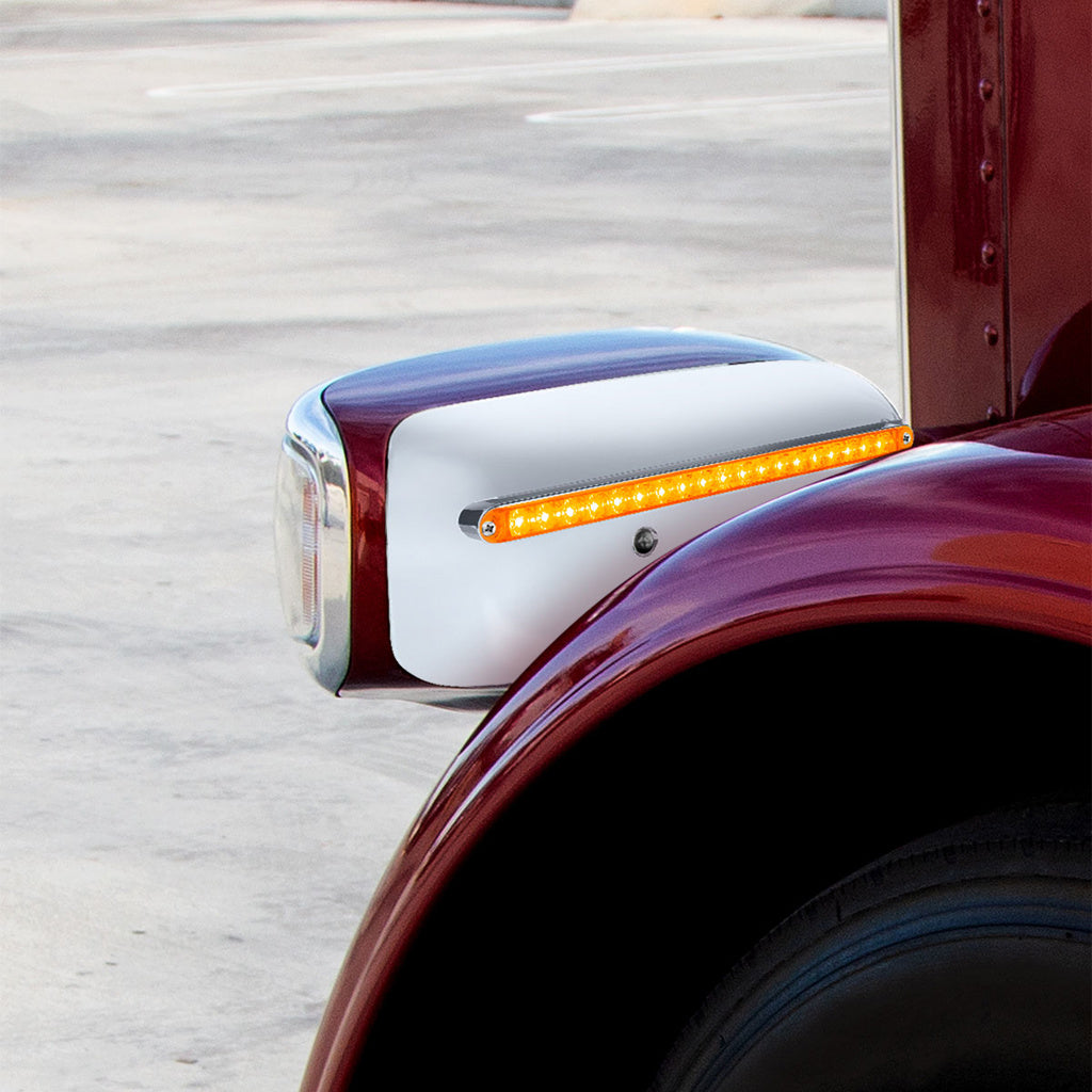 19 LED Rear Headlight Housing Cover For 2008-2023 Peterbilt 389 (Driver) - Amber LED/Lens