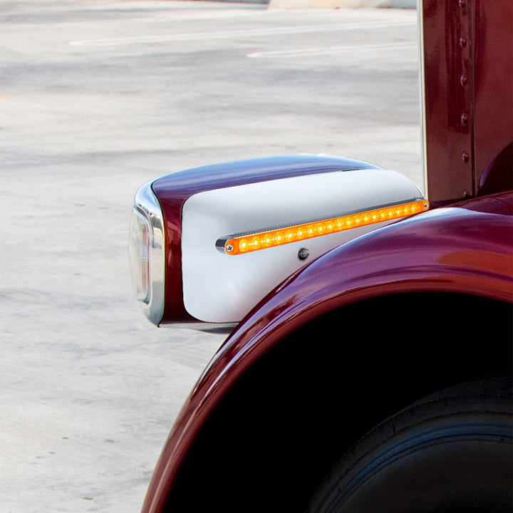 19 LED Rear Headlight Housing Cover For 2008-2023 Peterbilt 389 (Driver) - Amber LED/Lens