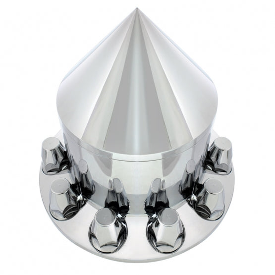 Spike Rear Axle Cover With 33mm Flat Top Thread-On Lug Nut Covers – Chrome | Semi Truck