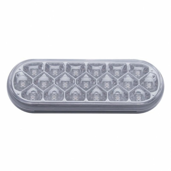 Stainless Top Mud Flap Plate With 3 x 19 LED 6" Oval Lights &amp; Grommets - Red LED/Clear Lens (Each)