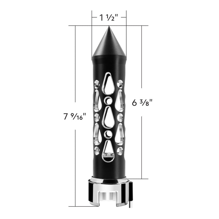 Thread-On Brooklyn Style Spike Gearshift Knob With LED 13/15/18 Speed Adapter - Matte Black/Purple LED