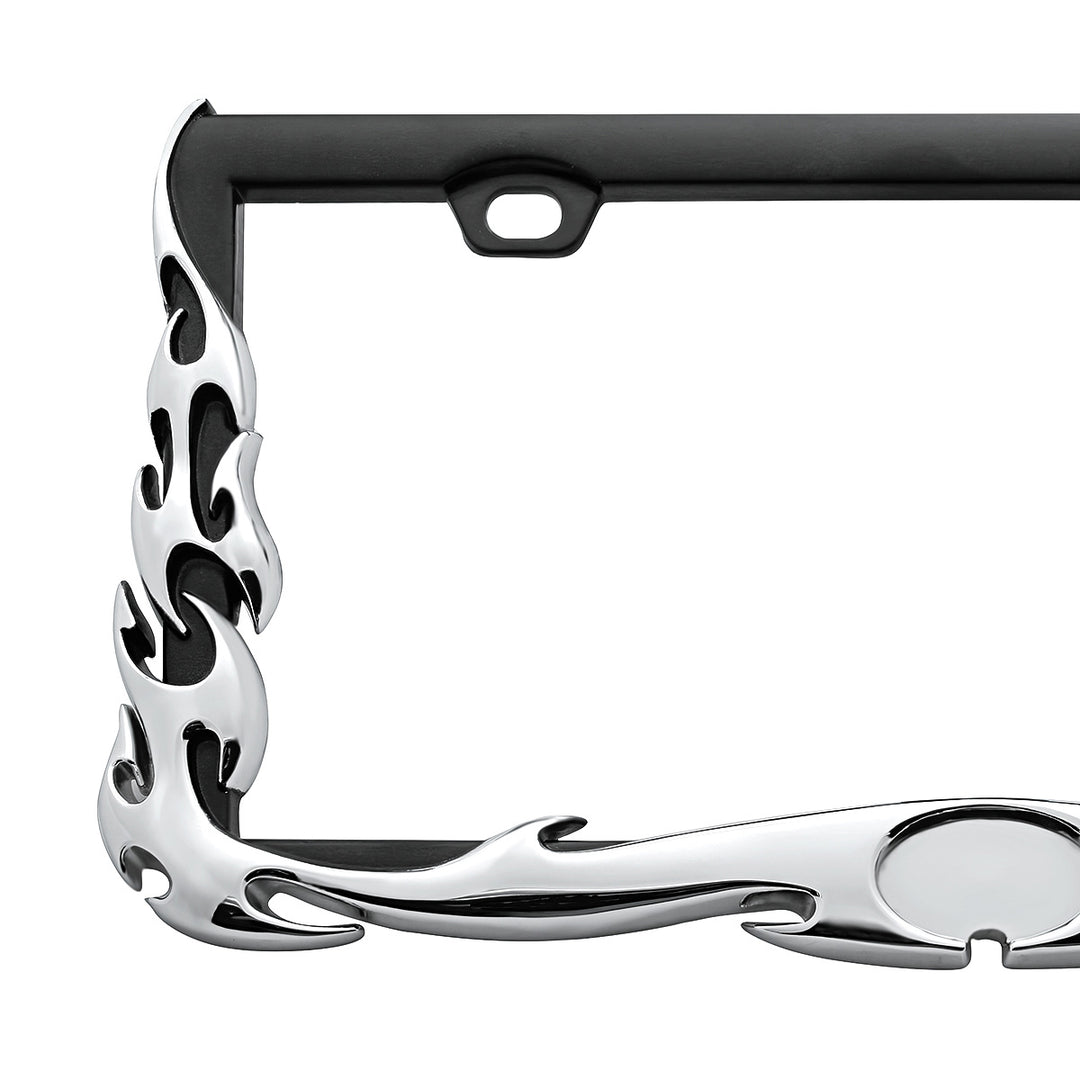 Flame License Plate Frame - Chrome