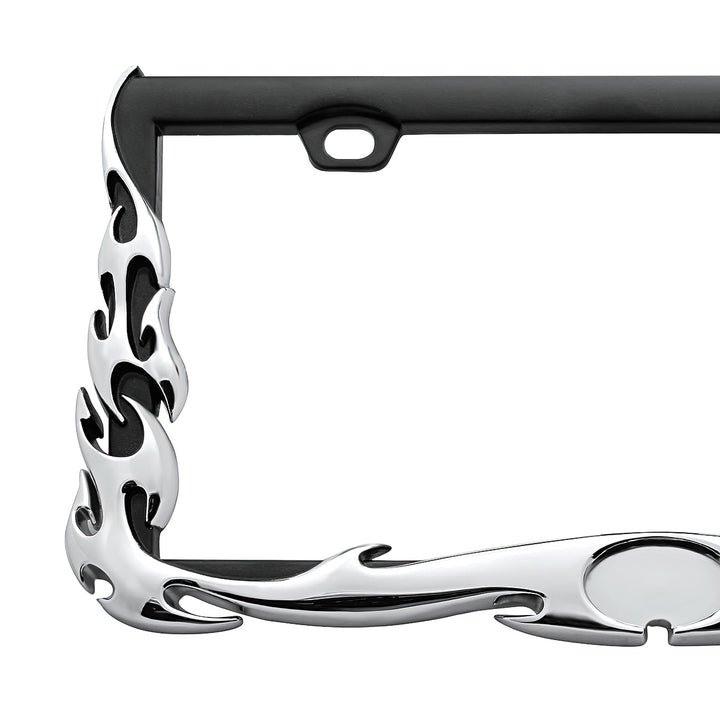Flame License Plate Frame - Chrome