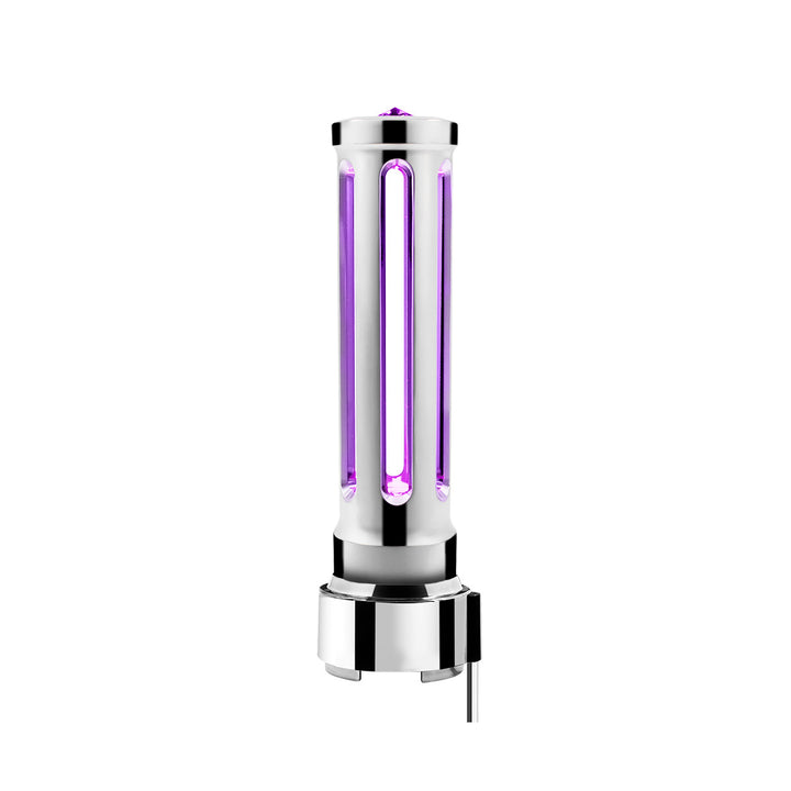 Thread-On Chrome Sonoma Style Gearshift Knob With LED 9/10 Speed Adapter - Purple Crystal/Purple LED