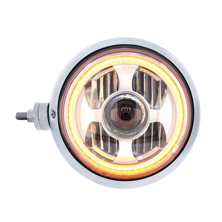 Stainless Steel Guide 682-C Style Headlight Assembly W/LED Headlight &amp; Dual Color Position Light - L/H (Horizontal Mount)