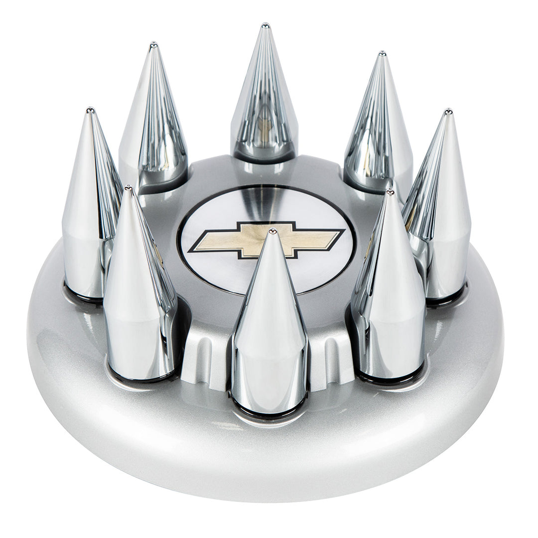 Chrome Spike Hubcap Nut Cover For 1999-2018 Chevy &amp; GMC Full Size Truck - Push-On (Bulk)