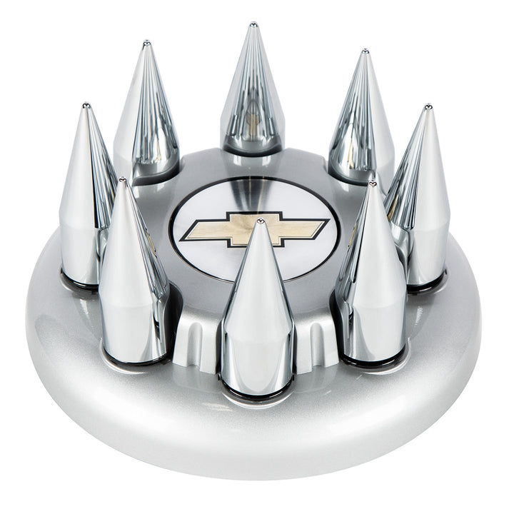 Chrome Spike Hubcap Nut Cover For 1999-2018 Chevy &amp; GMC Full Size Truck - Push-On (Bulk)