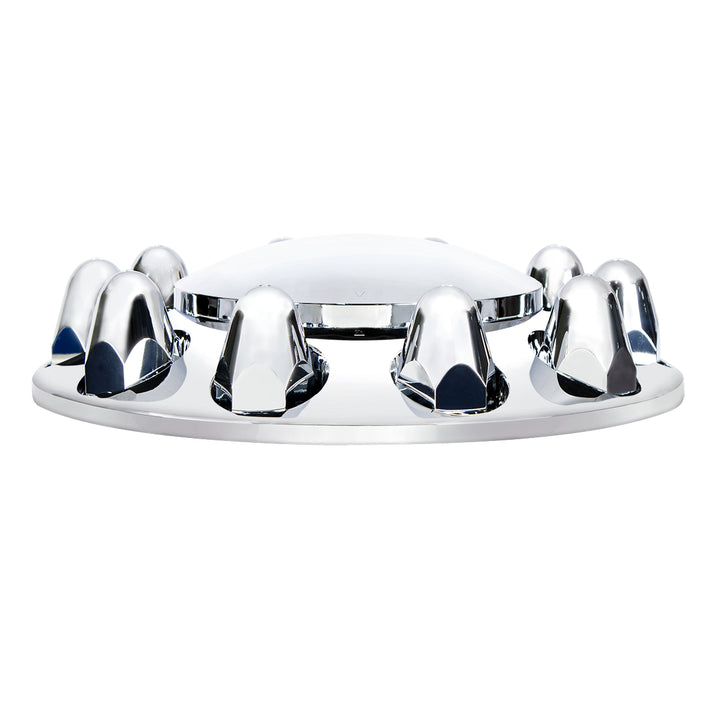 Dome Front Axle Cover With 1-1/2" Push-On Nut Covers - Chrome (Color Box)