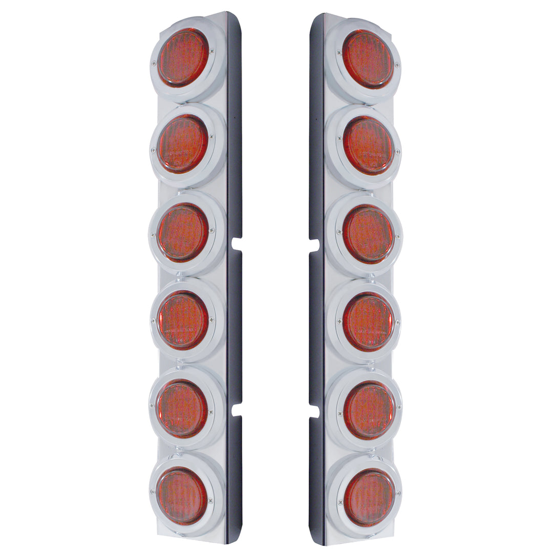 Rear Air Cleaner Bracket With 12 Flat LED Lights &amp; Bezel For Peterbilt - Red LED/Red Lens
