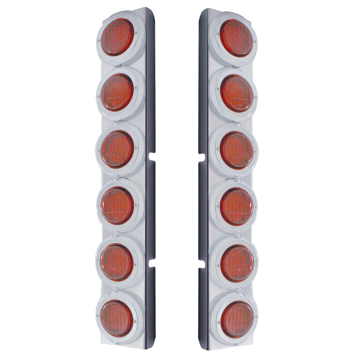 Rear Air Cleaner Bracket With 12 Flat LED Lights &amp; Bezel For Peterbilt - Red LED/Red Lens