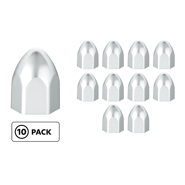 7/16" x 3/4" Chrome Plastic Bullet Nut Covers - Push-On (10-Pack)